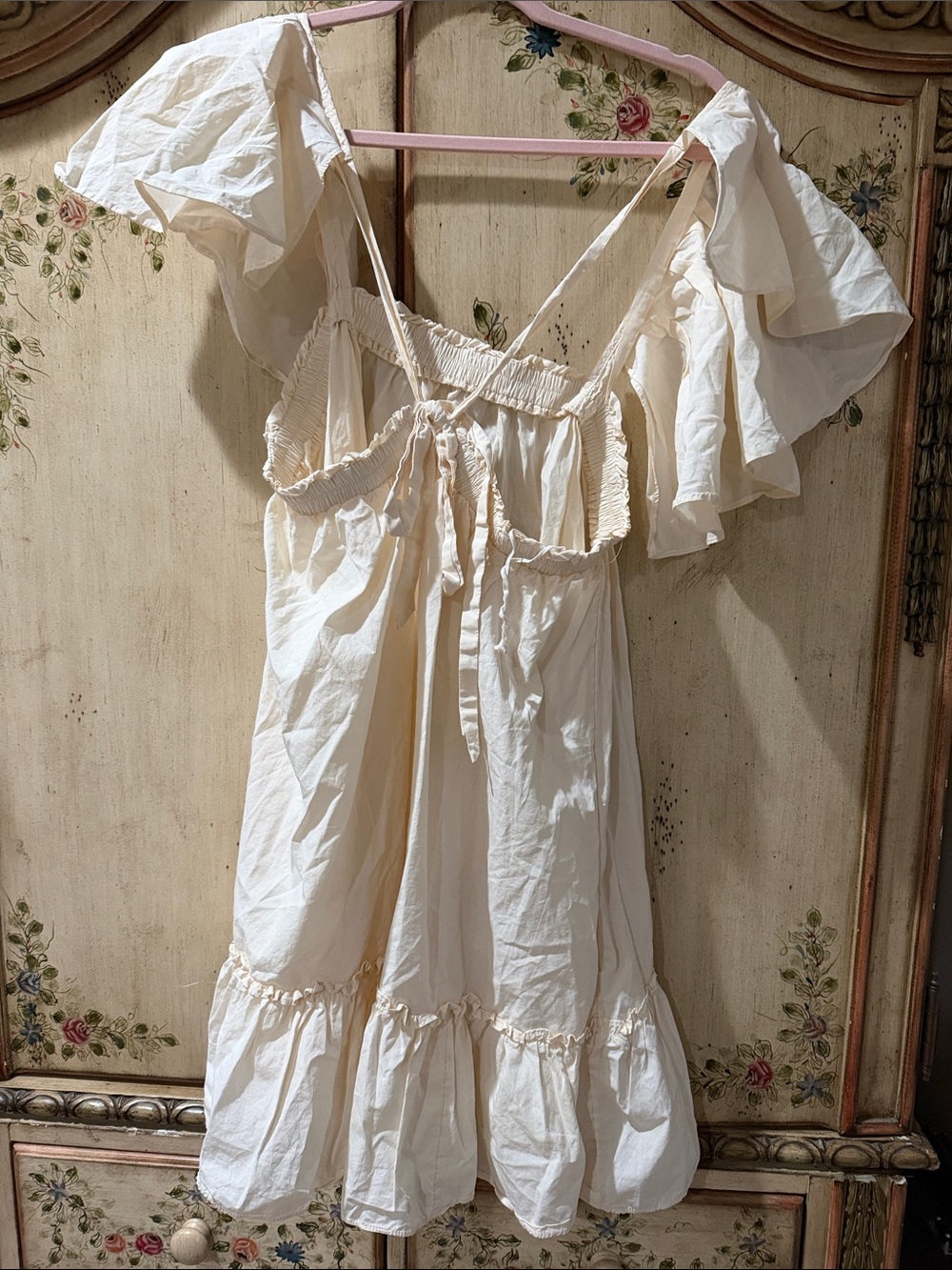Free People Cream Ruffle Mini Dress - Picture 2 of 3